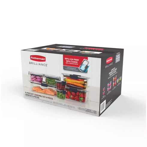 Rubbermaid Brilliance StainShield Plastic Food Storage Containers, 14-Pc. Set